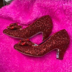 Irregular Choice red glitter Ban Joes, IC43, US12 mid heel shoes